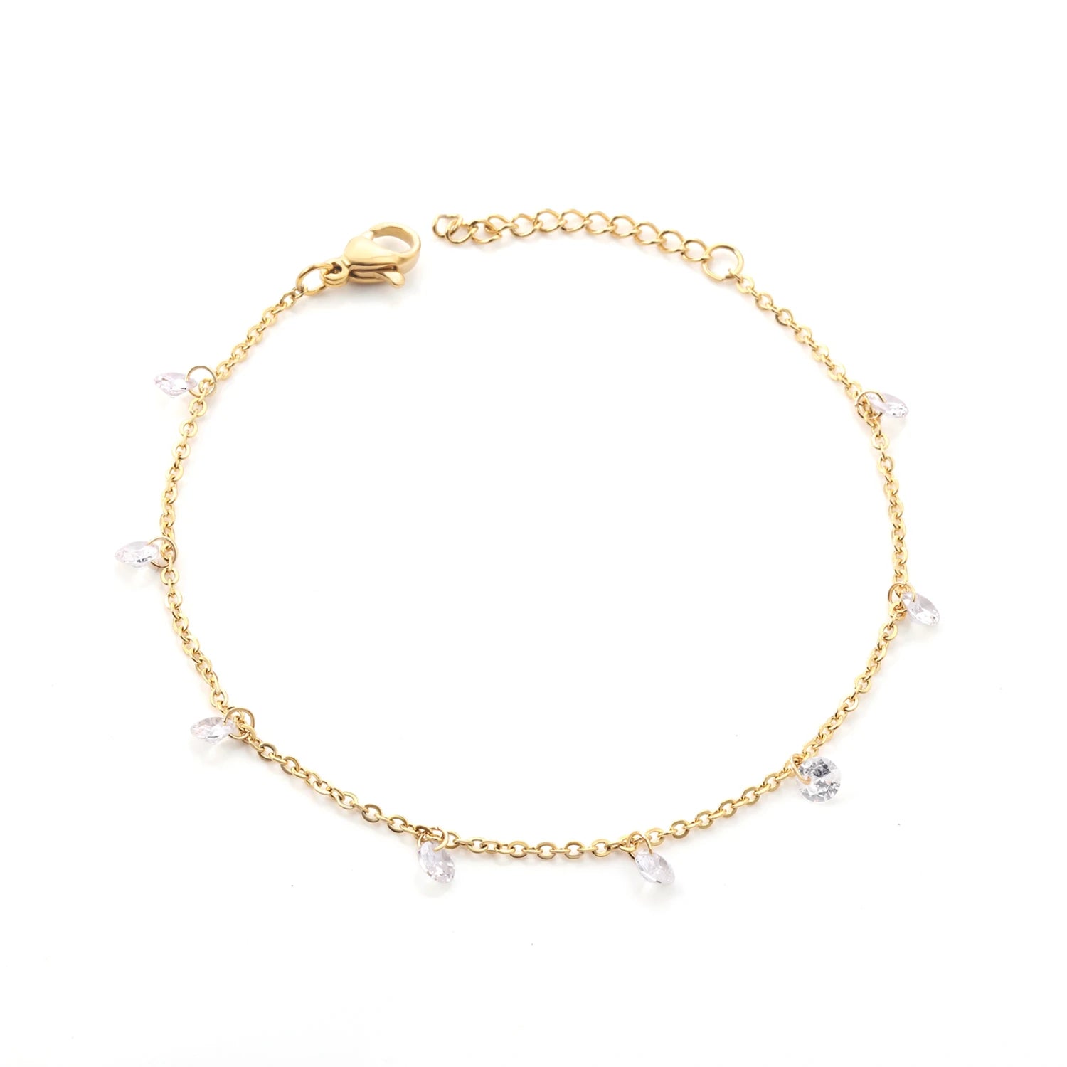 Stainless Steel Bracelets for Women Gold Plated Silver Color Charm Cubic Zirconia Link Chain Bracelets Pulsera Collier