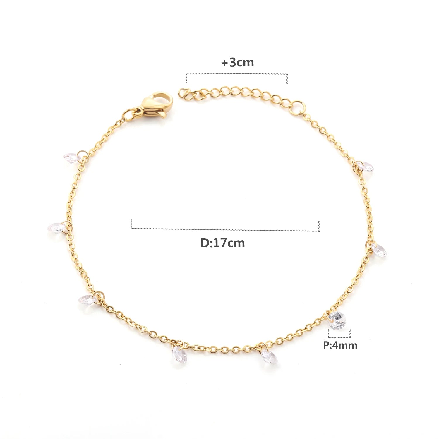 Stainless Steel Bracelets for Women Gold Plated Silver Color Charm Cubic Zirconia Link Chain Bracelets Pulsera Collier