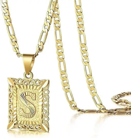 Square Initial Pendant Necklace