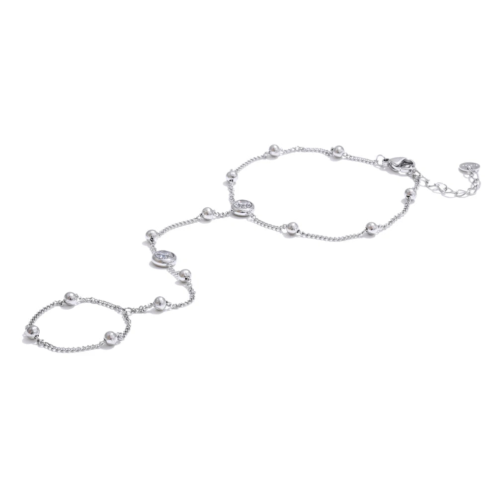 Stainless Steel Hand Chain Wrist with Finger Fashion Accessories Bracelet for Women Gold Platinum PVD Plated Chic Jewelry