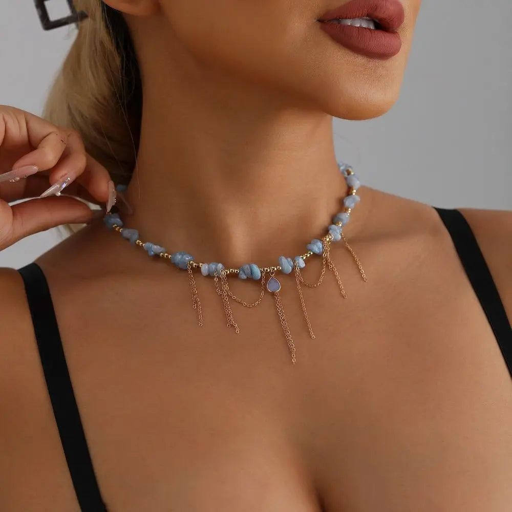 Water Droplet Tassel Necklace