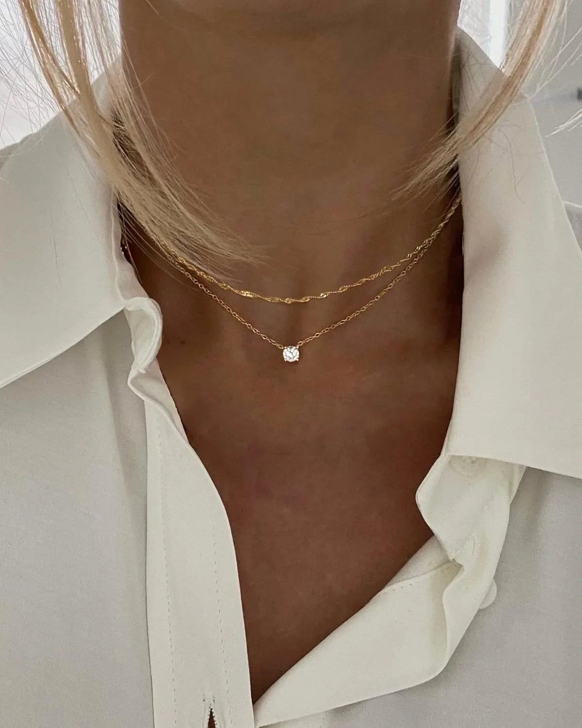 Diamond Necklaces for Women K Gold/Sterling Silver Choker Necklace Simple Gold Plated Jewelry Necklaces for Women Gifts