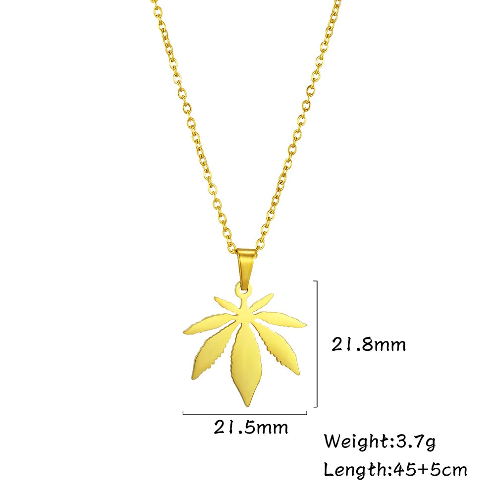 Maple Leaf Necklace Autumn Fall Winter Chain Gift for Woman Man Cold Color Stainless Steel Pendant Fashion Jewelry Accessories