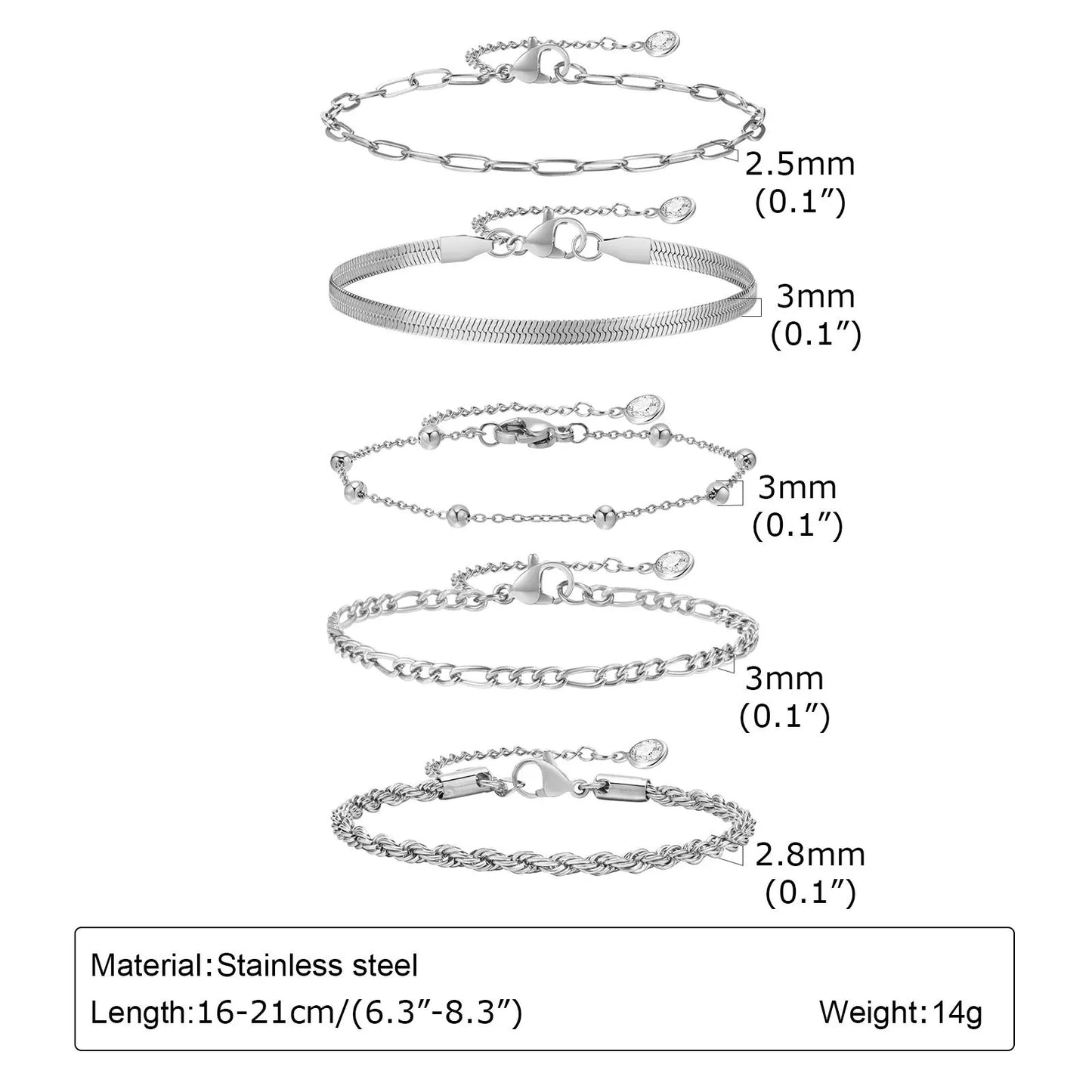 6Pcs/3Pcs Women Chain Bracelets Set, Rope Chain Cuban Chain Snake Links Bracelets, New Gold Plated Minimalist Jewelry Set