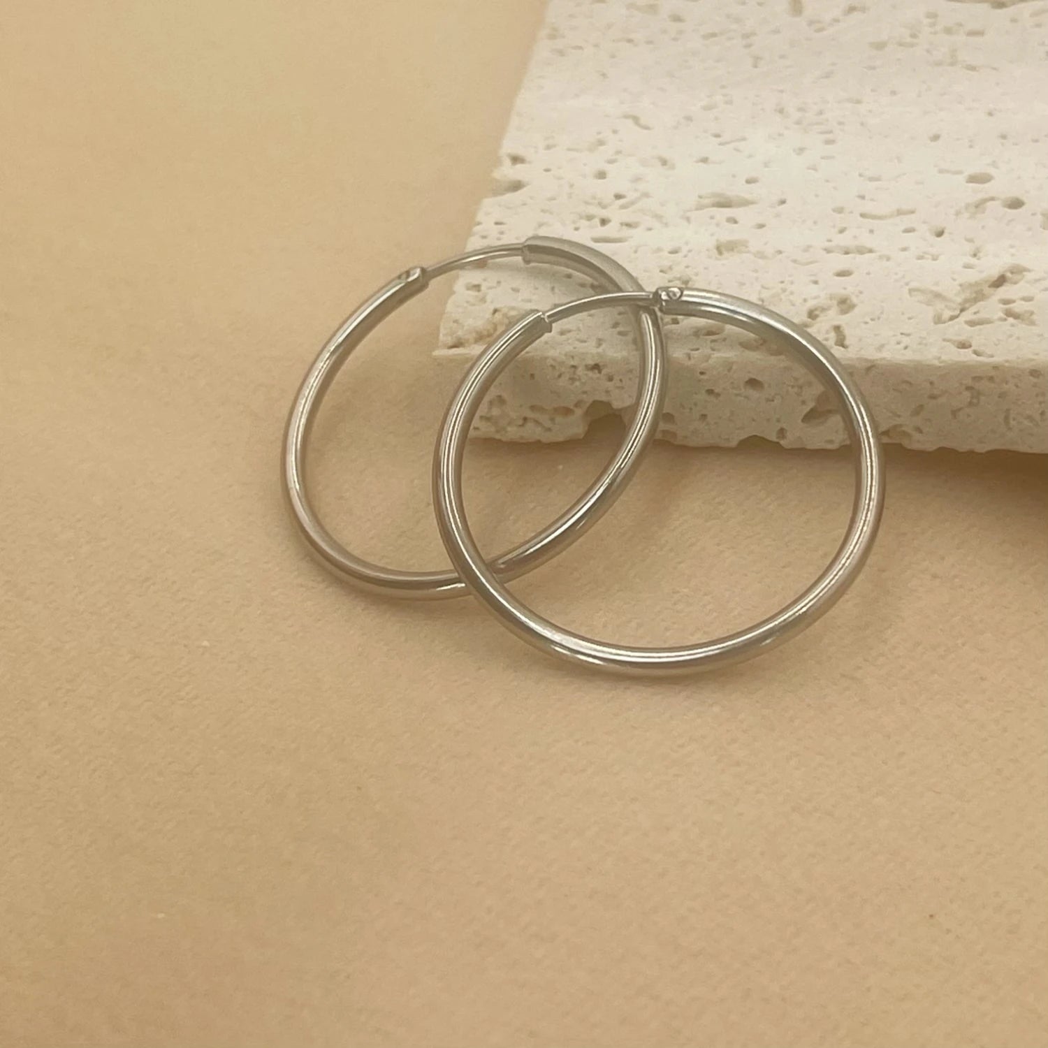 Stainless Steel 12-70Mm Minimalist Big Circle Hoop Earrings for Women Trendy Gold Color Metal Smooth round Earring Jewelry