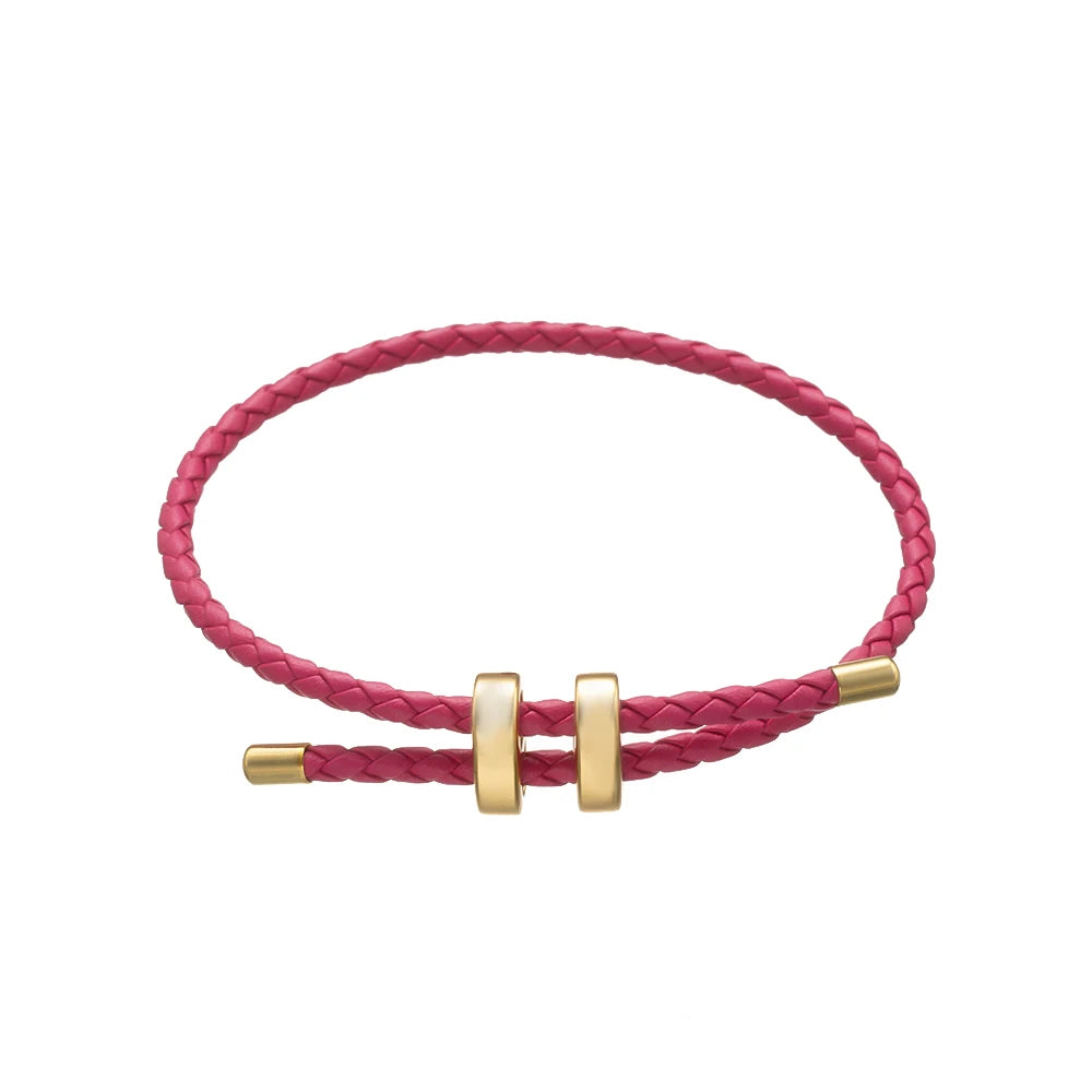 1Pcs Adjustable Braided Eight-Character Buckle Leather Bracelet for Couple Men Women Bangle Jewelry Making Accessories Wholesale