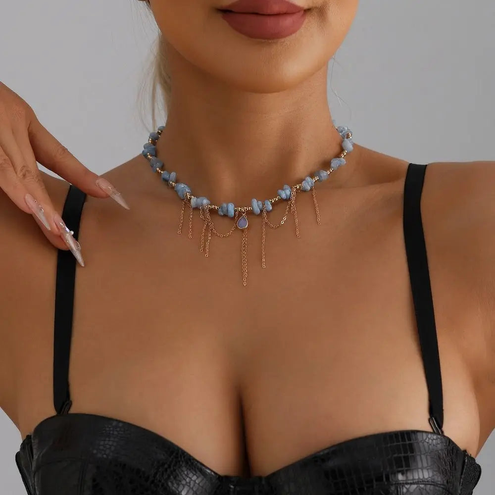 Water Droplet Tassel Necklace
