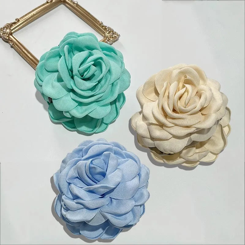 French Fabric Rose Flower Hair Claw Clips for Women Girls Hair Clip Barrette Hairpins Hair Clamps Headwear Hair Accessories Gift