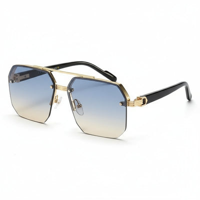 Men'S Metal Sunglasses Square Half Frame Rice Nails Casual Trend Personality Retro Fashion Outdoor Sports Eyeglasses