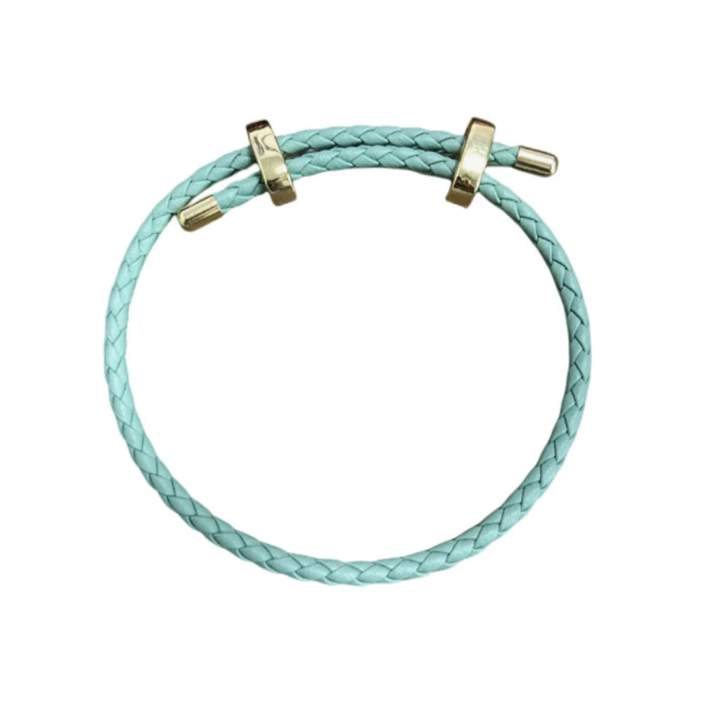 1Pcs Adjustable Braided Eight-Character Buckle Leather Bracelet for Couple Men Women Bangle Jewelry Making Accessories Wholesale