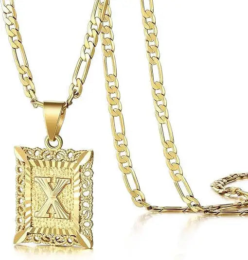 Square Initial Pendant Necklace