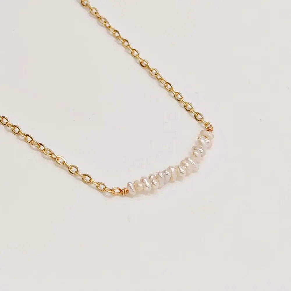 Vlen Stainless Steel Necklace with Natural Pearl Elegant Necklaces for Women 18K Gold Plated Chain Choker Exquisite Jewelry