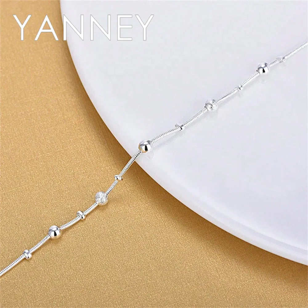 925 Sterling Silver 8 Inches Exquisite Shiny Beads Bracelet Charm Women Fashion Gift Jewelry Wedding Party Christmas Accessories