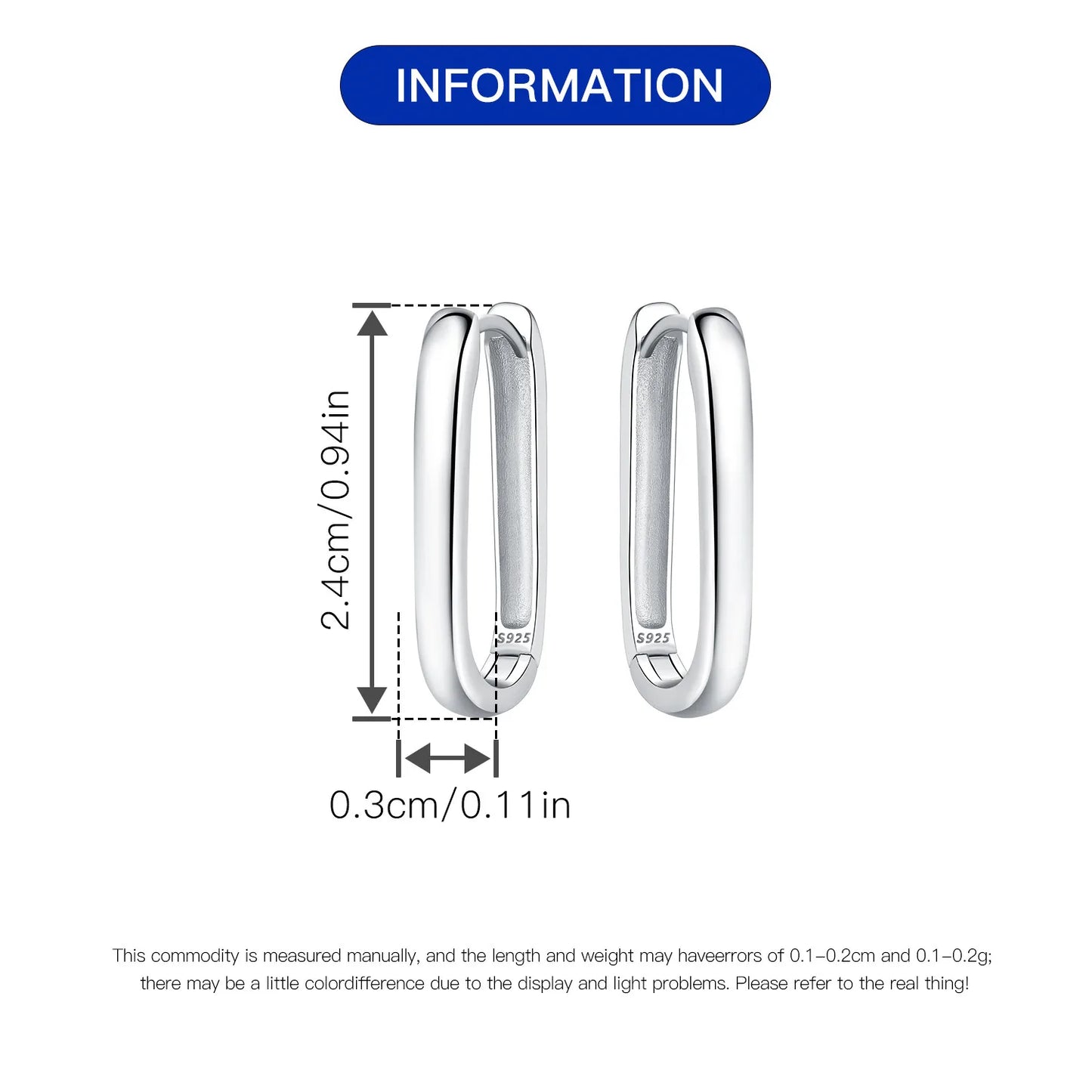 925 Sterling Silver Simple Versatile Earrings Jewelry Versatile Hoop Earrings for Women Jewelry Fine Birthday Party Gifts