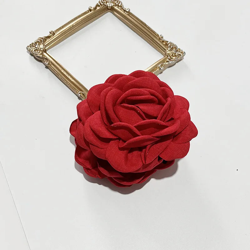 French Fabric Rose Flower Hair Claw Clips for Women Girls Hair Clip Barrette Hairpins Hair Clamps Headwear Hair Accessories Gift