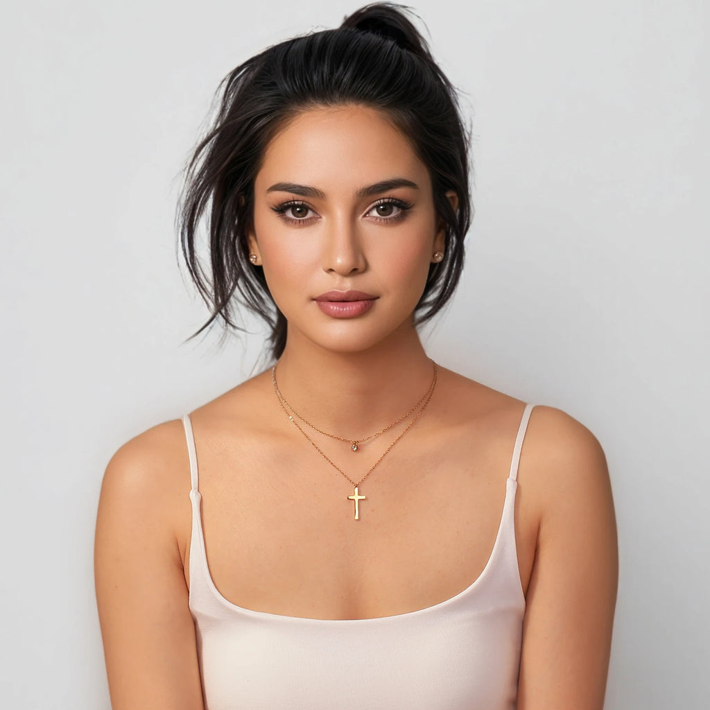 Layered Cross Pendant Necklace