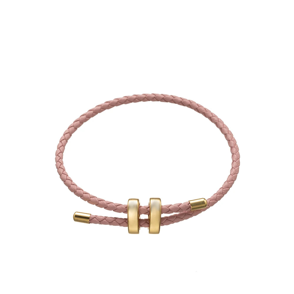 1Pcs Adjustable Braided Eight-Character Buckle Leather Bracelet for Couple Men Women Bangle Jewelry Making Accessories Wholesale