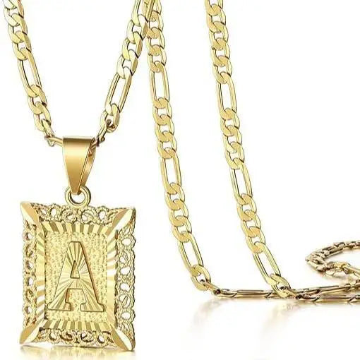Square Initial Pendant Necklace