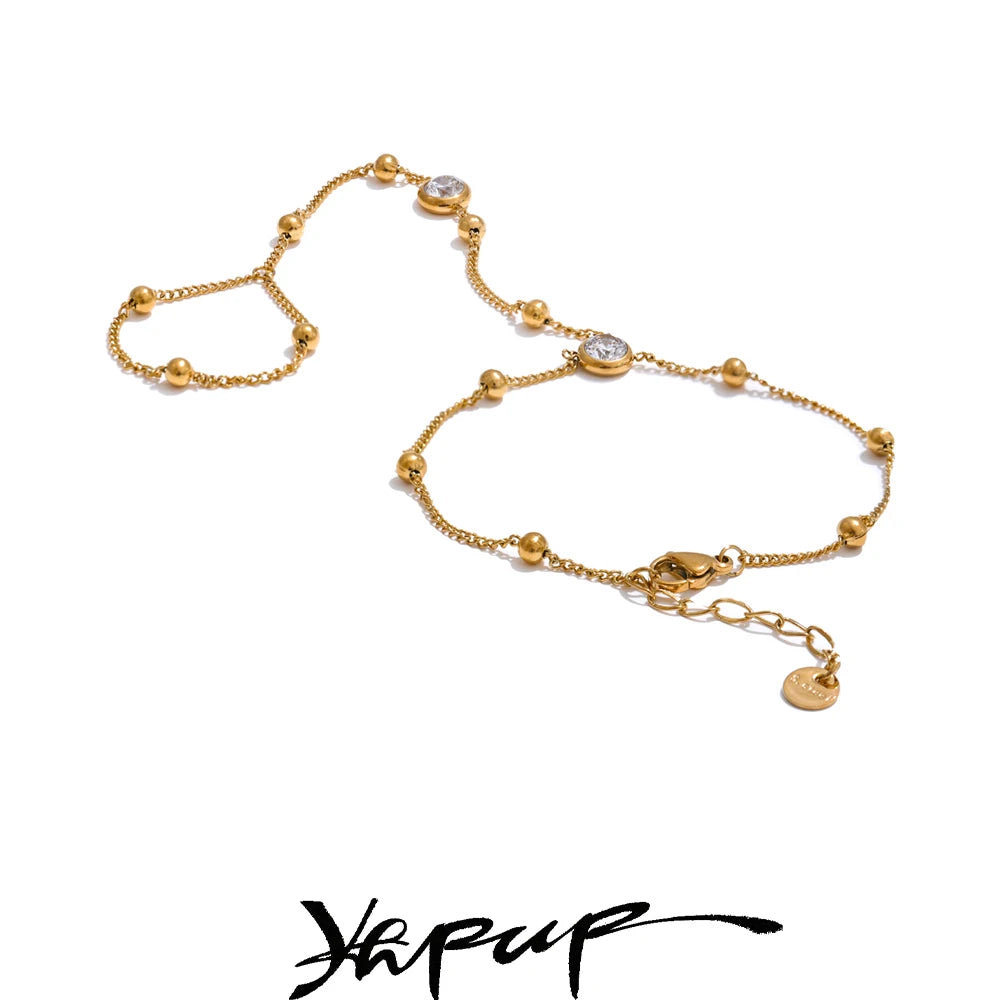 Stainless Steel Hand Chain Wrist with Finger Fashion Accessories Bracelet for Women Gold Platinum PVD Plated Chic Jewelry