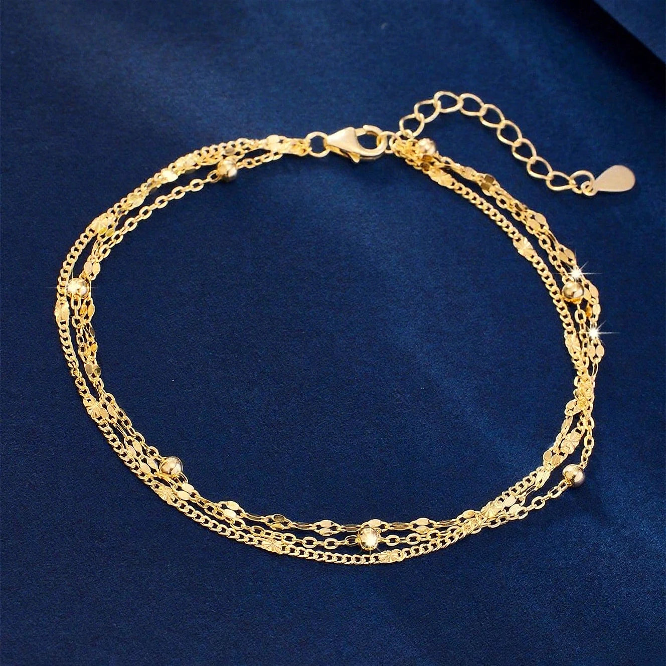 Sparking 925 Sterling Silver Chain Bracelets for Women Luxury Elegant Three Layer Geometric Bead Bracelet Party Wedding Jewelry
