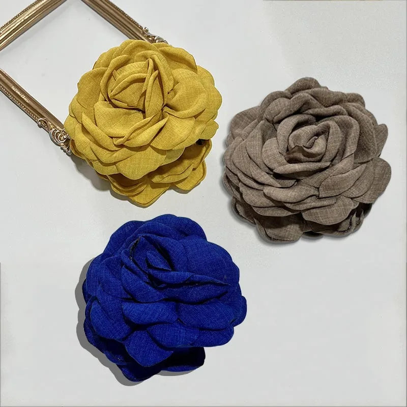 French Fabric Rose Flower Hair Claw Clips for Women Girls Hair Clip Barrette Hairpins Hair Clamps Headwear Hair Accessories Gift