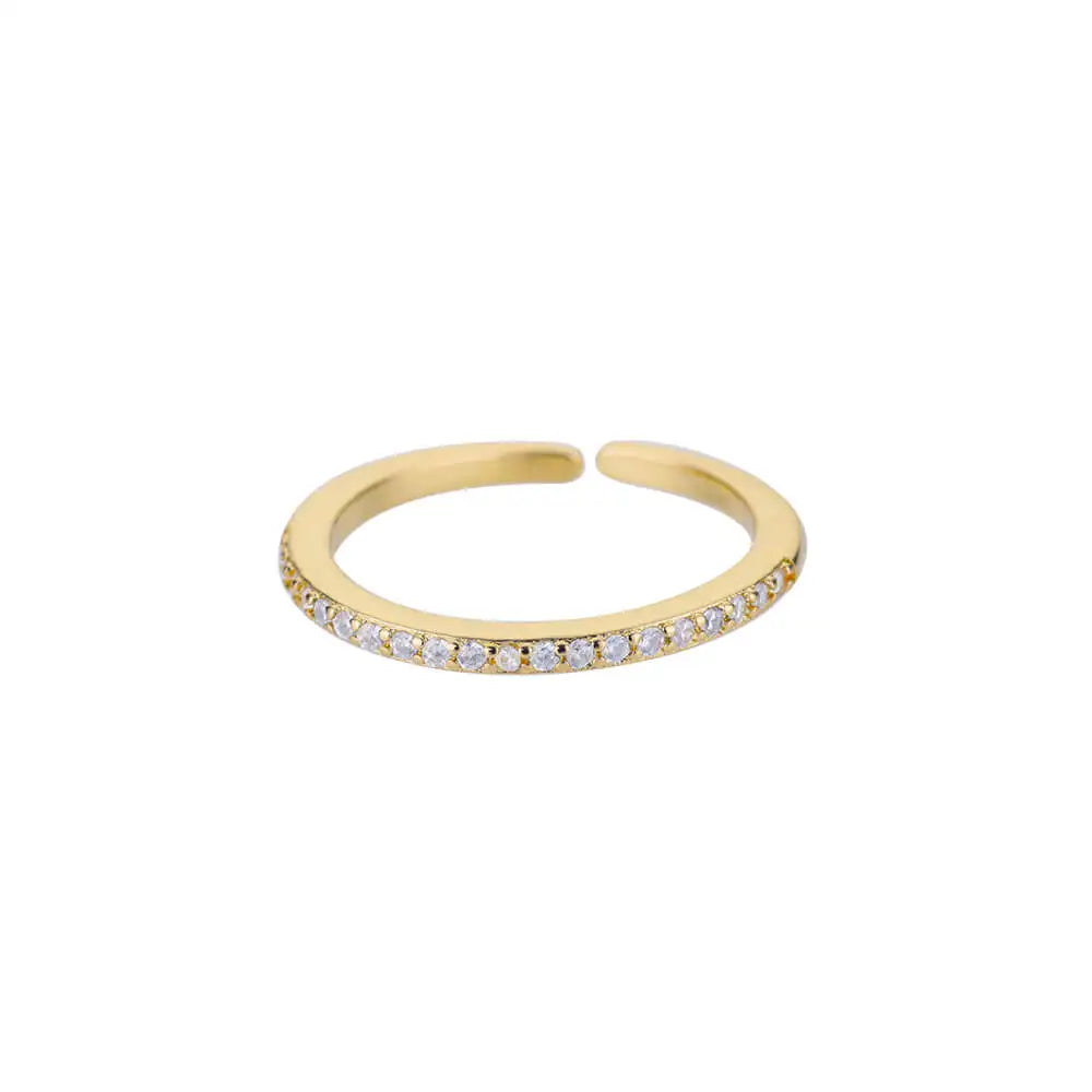 Mini Zircon Green Rings for Women Stainless Steel Gold Color Adjustable Finger Ring Engagement Wedding Christmas Jewelry Gift