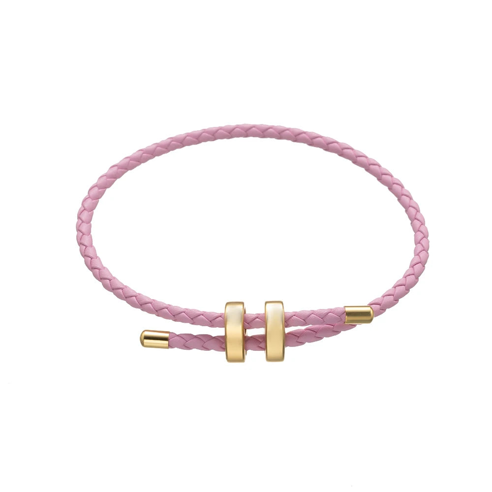 1Pcs Adjustable Braided Eight-Character Buckle Leather Bracelet for Couple Men Women Bangle Jewelry Making Accessories Wholesale