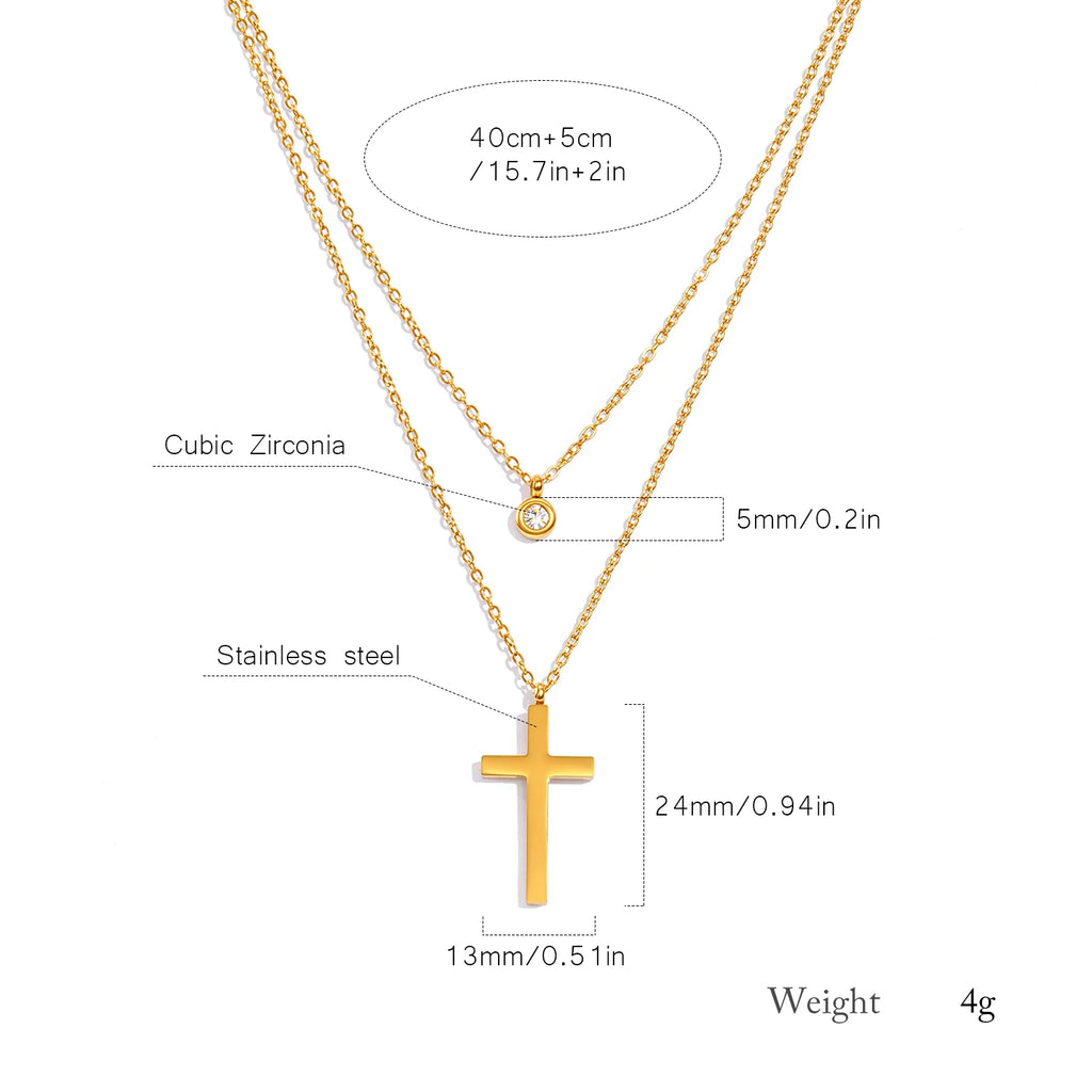 Layered Cross Pendant Necklace