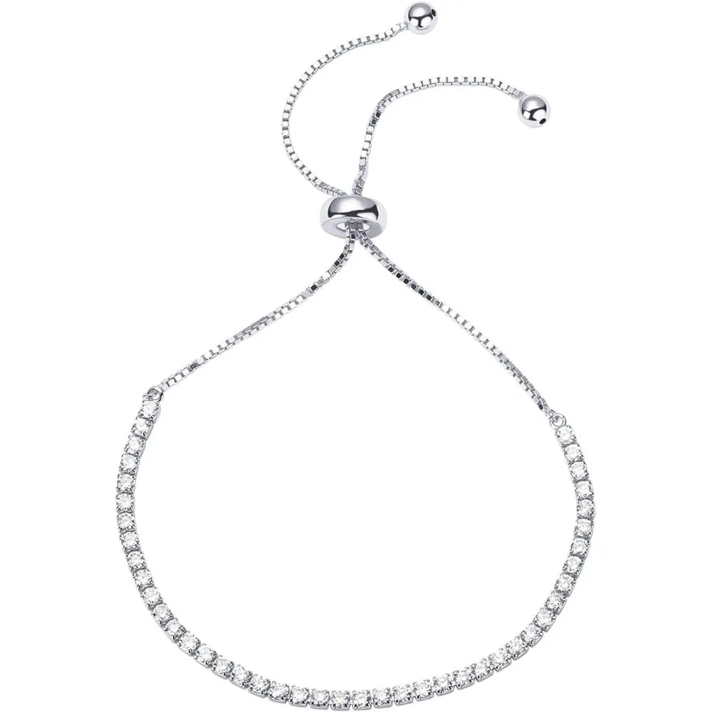 14K Gold Plated Cubic Zirconia Classic Tennis Bracelet for Women | Adjustable Slider| Gift for Women Trendy Bracelet for Women