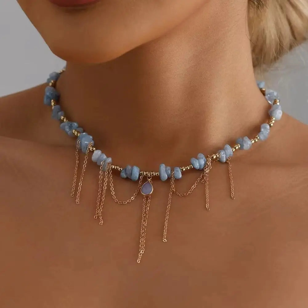 Water Droplet Tassel Necklace