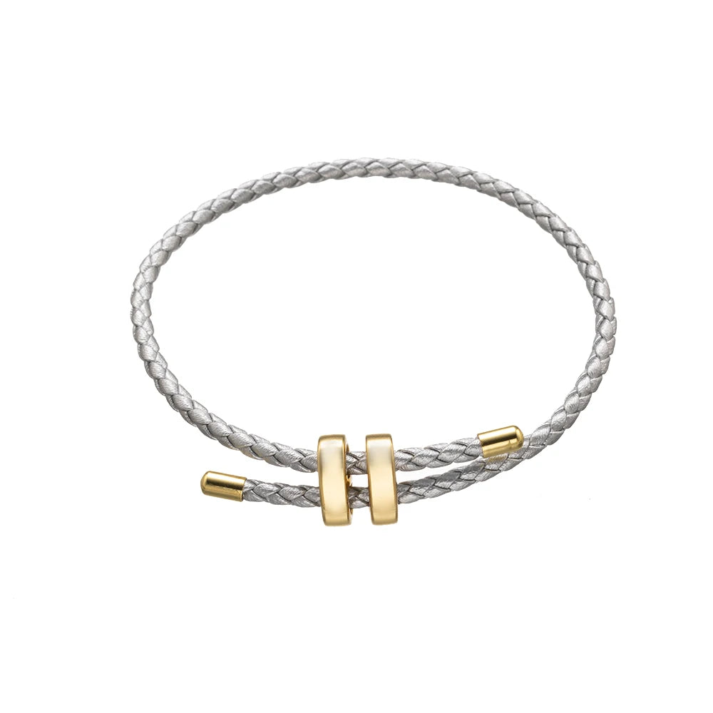 1Pcs Adjustable Braided Eight-Character Buckle Leather Bracelet for Couple Men Women Bangle Jewelry Making Accessories Wholesale