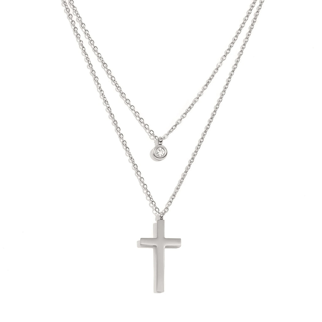 Layered Cross Pendant Necklace