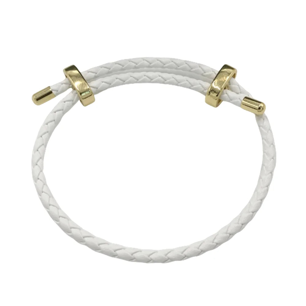 1Pcs Adjustable Braided Eight-Character Buckle Leather Bracelet for Couple Men Women Bangle Jewelry Making Accessories Wholesale