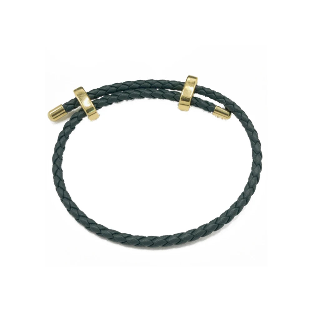 1Pcs Adjustable Braided Eight-Character Buckle Leather Bracelet for Couple Men Women Bangle Jewelry Making Accessories Wholesale