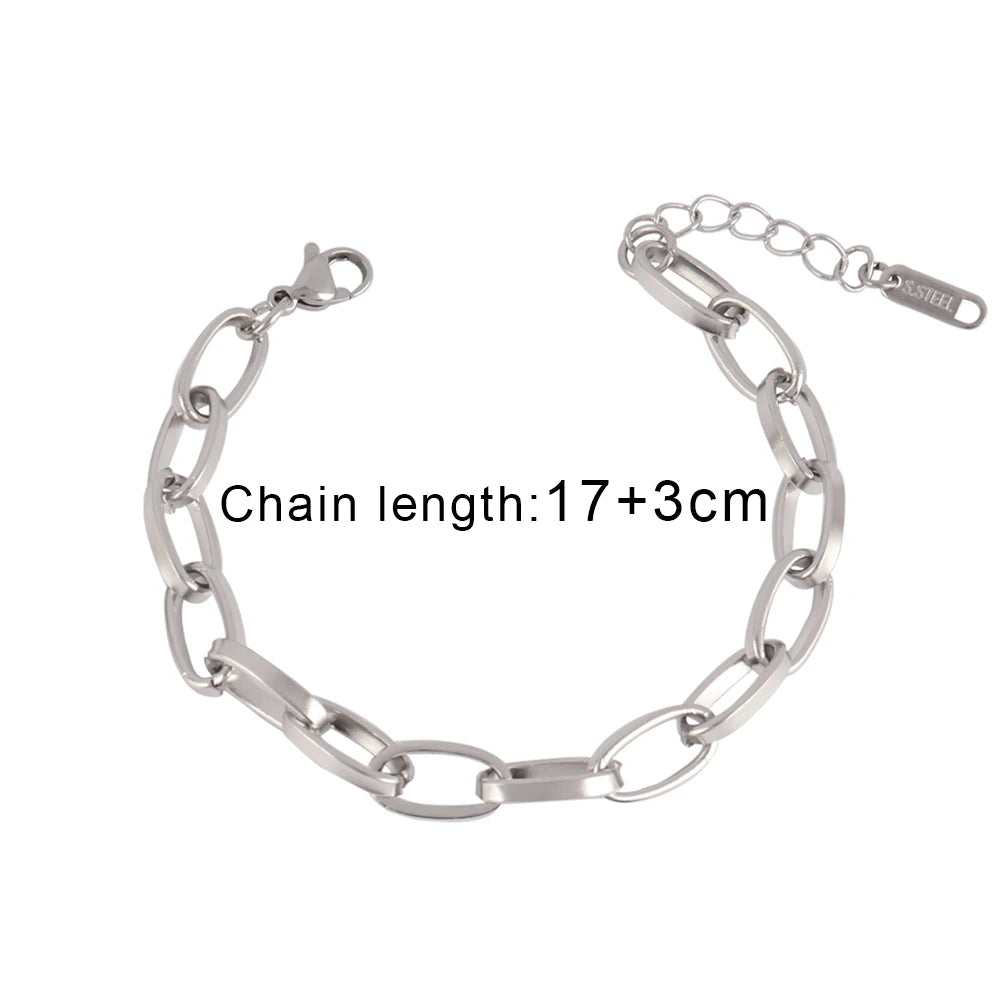 316L Stainless Steel Irregular Bracelet for Women Punk Simple Geometric Chain Bracelets Men Jewelry Gift