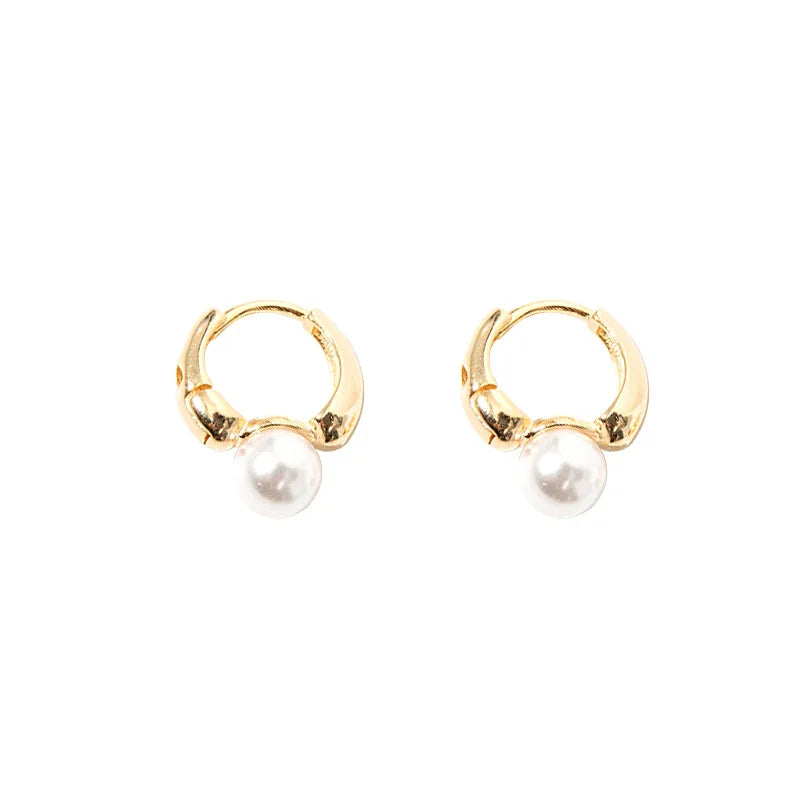 Imitation Pearl Hoop Earrings for Women round Wedding Party Ear Jewelry Wholesale