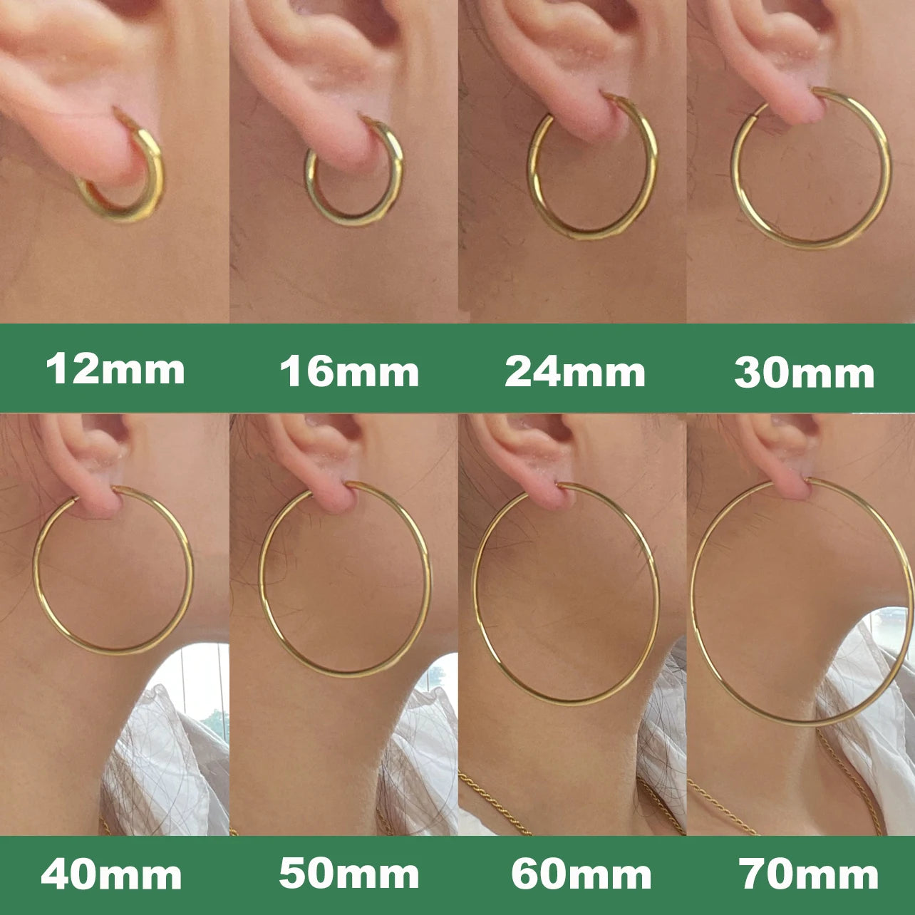 Stainless Steel 12-70Mm Minimalist Big Circle Hoop Earrings for Women Trendy Gold Color Metal Smooth round Earring Jewelry