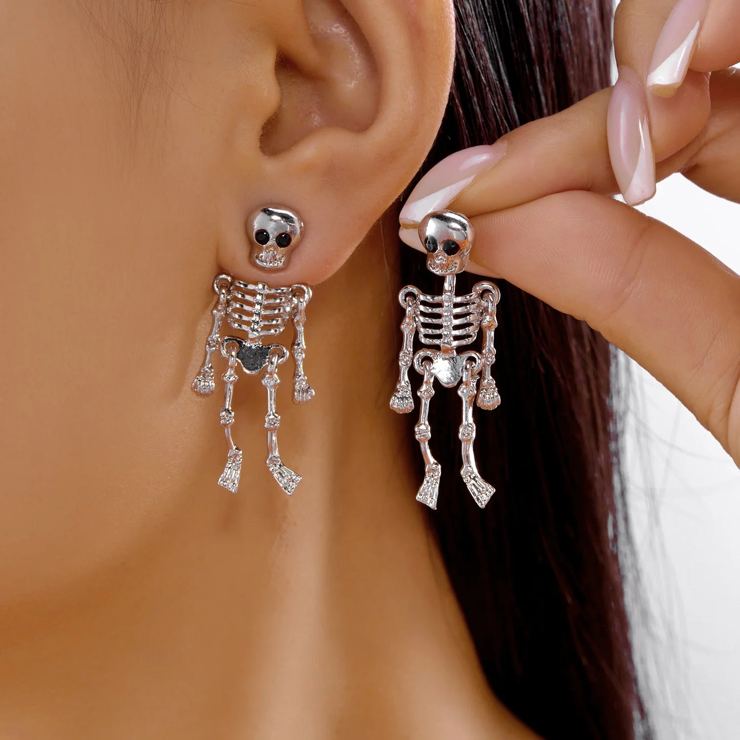 Halloween Skull Skeleton Drop Earrings for Women European and American Gothic Ghost Spider Web Dangle Earrings Punk Jewelry Gift