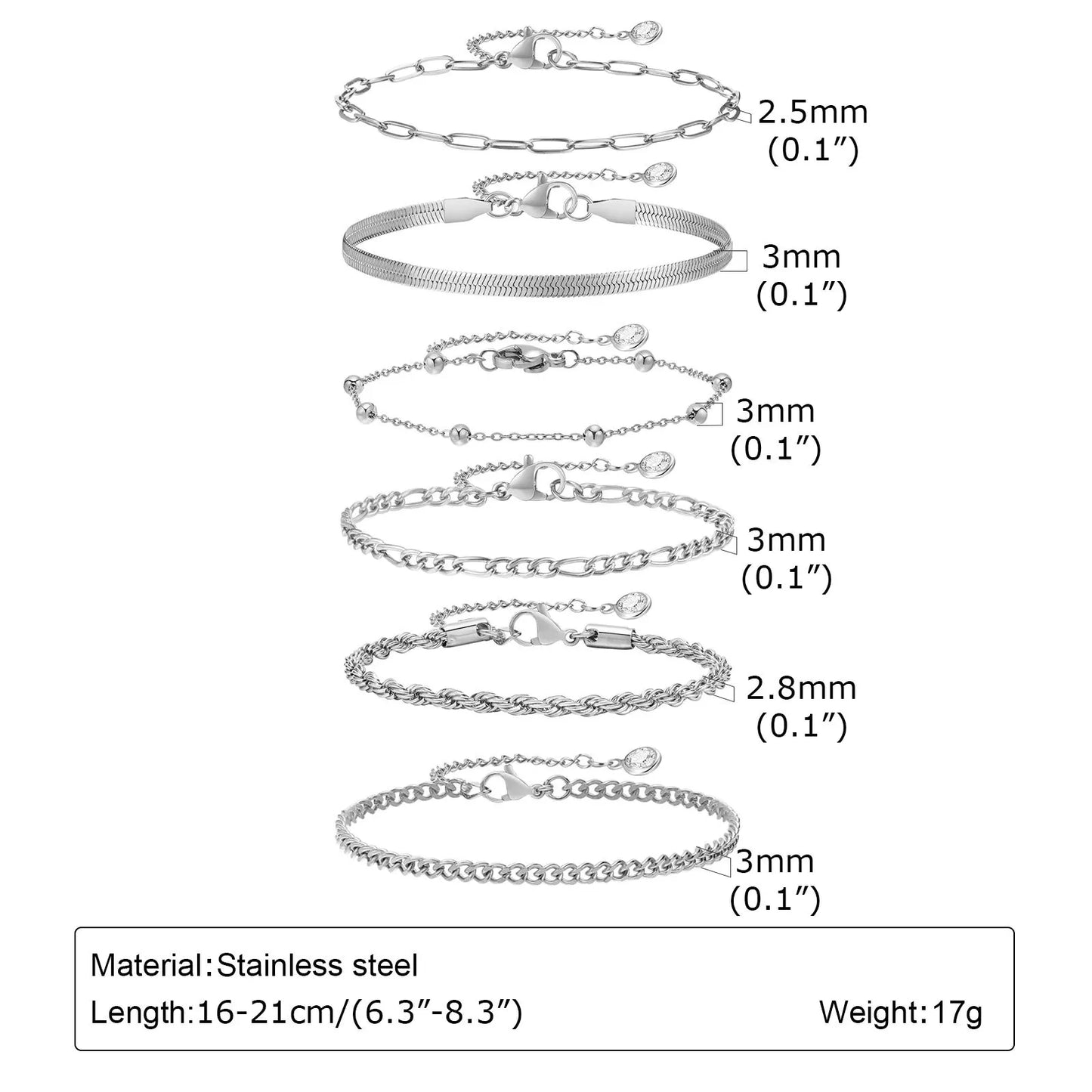 6Pcs/3Pcs Women Chain Bracelets Set, Rope Chain Cuban Chain Snake Links Bracelets, New Gold Plated Minimalist Jewelry Set