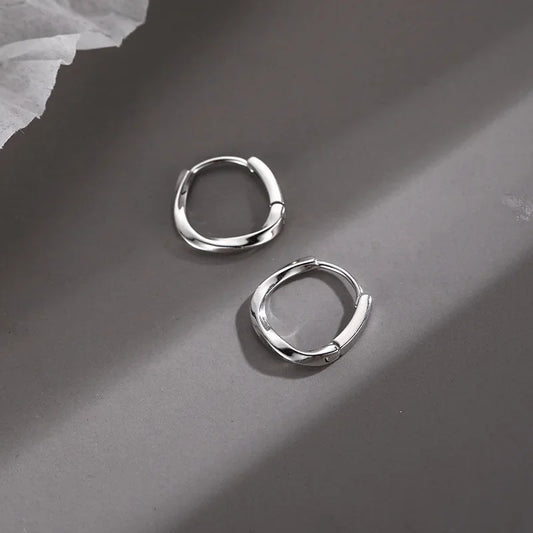 925 Sterling Silver round Earrings Temperament Simple Inlaid for Women Wedding Jewelry Accessories