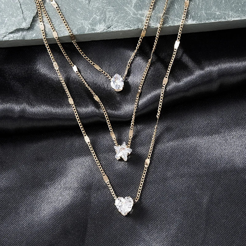 Layered Heart Pendant Necklace
