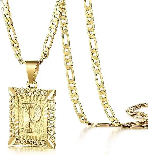 Square Initial Pendant Necklace