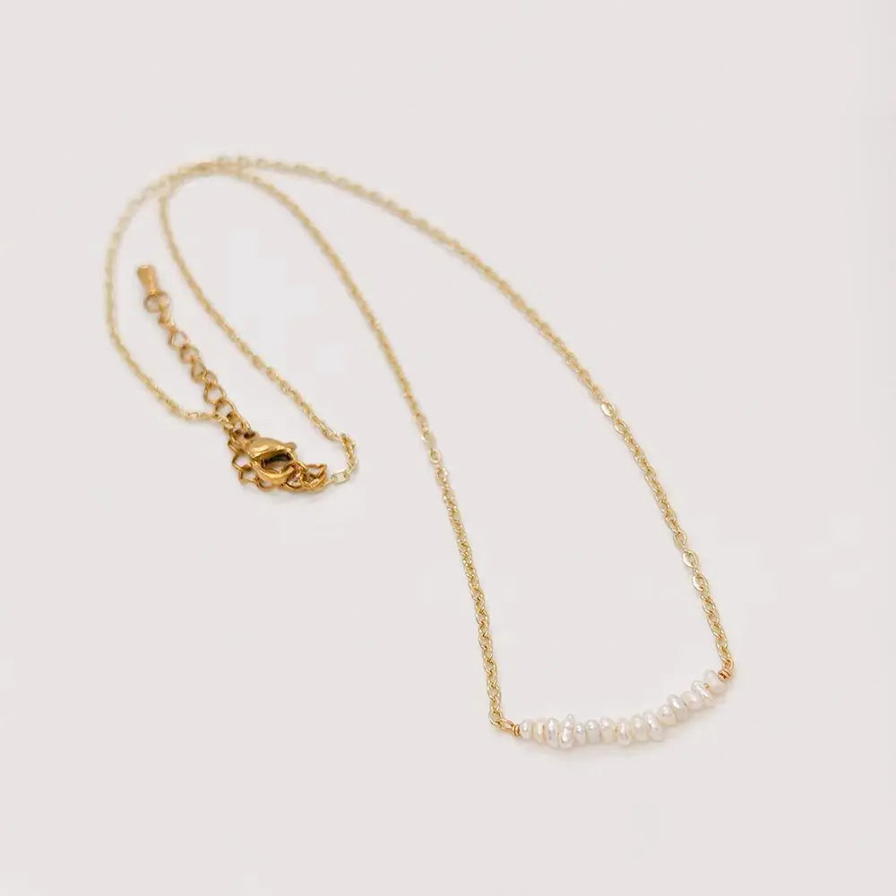 Vlen Stainless Steel Necklace with Natural Pearl Elegant Necklaces for Women 18K Gold Plated Chain Choker Exquisite Jewelry