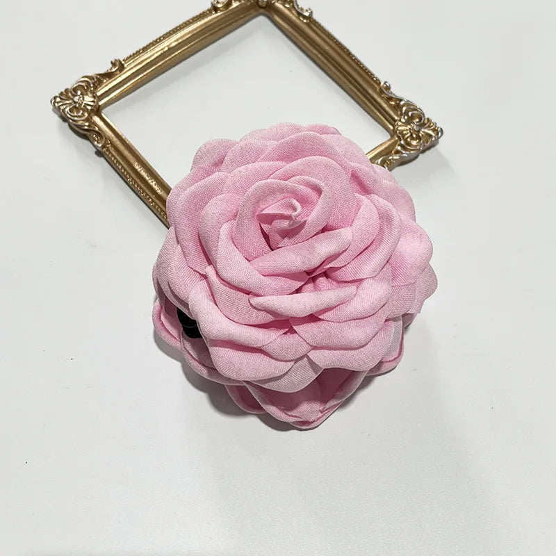 French Fabric Rose Flower Hair Claw Clips for Women Girls Hair Clip Barrette Hairpins Hair Clamps Headwear Hair Accessories Gift