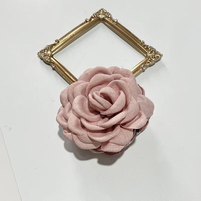 French Fabric Rose Flower Hair Claw Clips for Women Girls Hair Clip Barrette Hairpins Hair Clamps Headwear Hair Accessories Gift