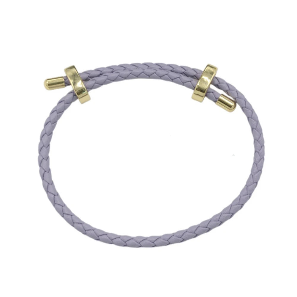 1Pcs Adjustable Braided Eight-Character Buckle Leather Bracelet for Couple Men Women Bangle Jewelry Making Accessories Wholesale