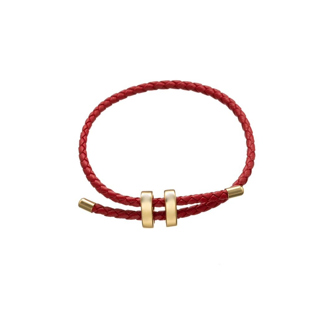 1Pcs Adjustable Braided Eight-Character Buckle Leather Bracelet for Couple Men Women Bangle Jewelry Making Accessories Wholesale