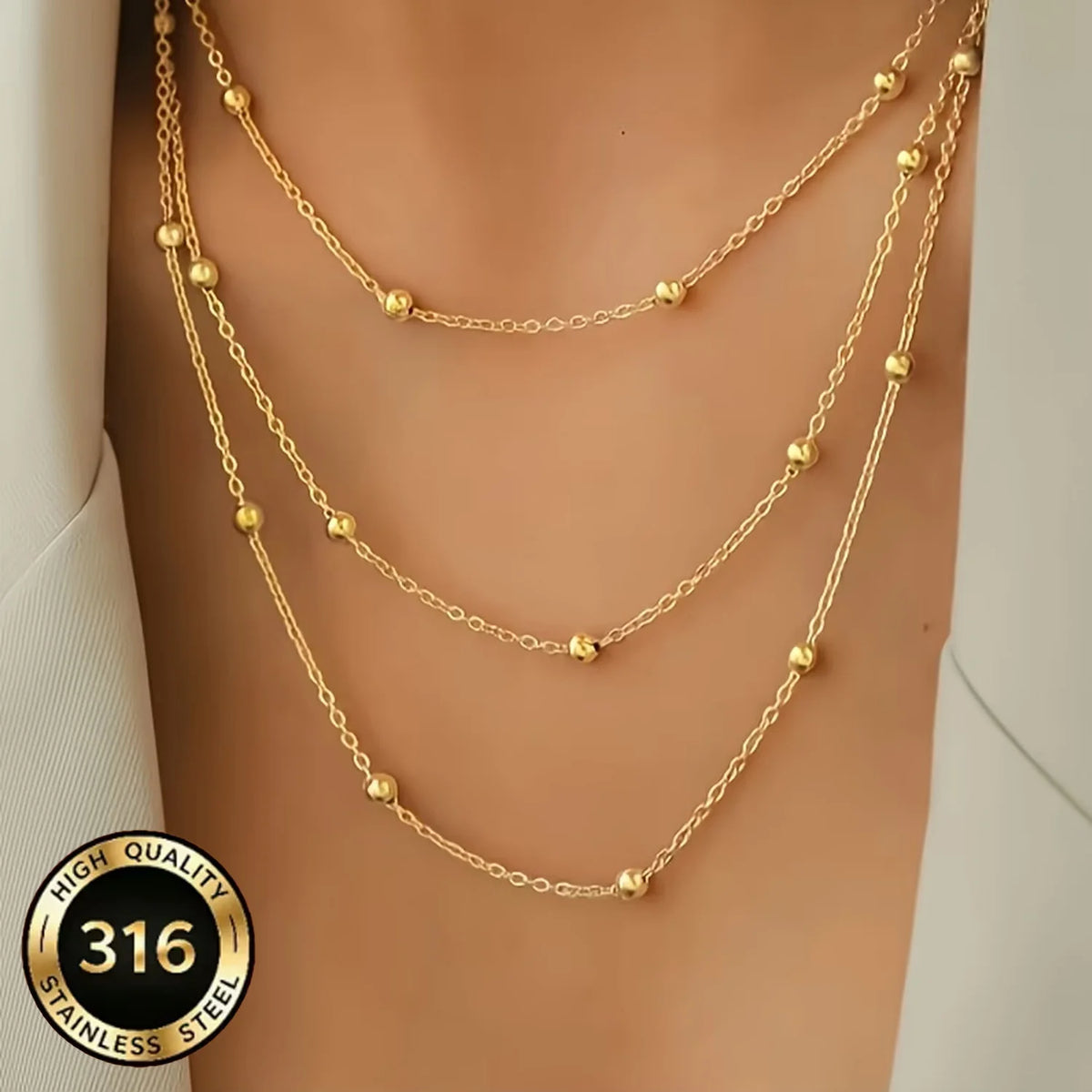 Three-Layer Beaded Necklace