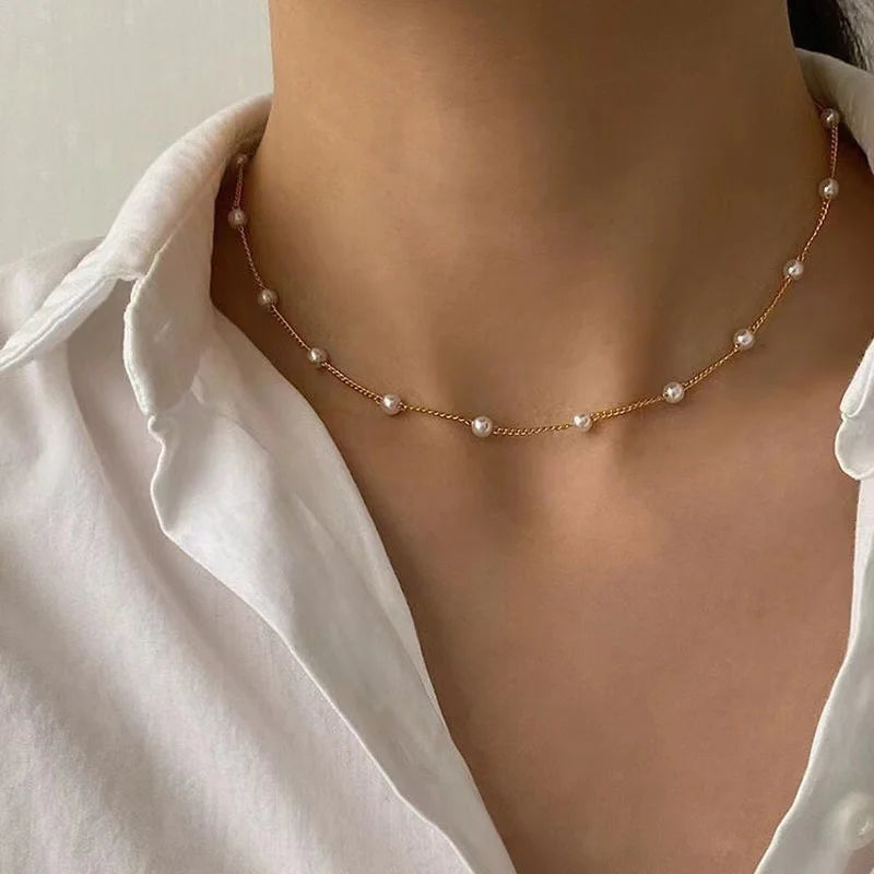 Imitation Pearl Chain Necklace