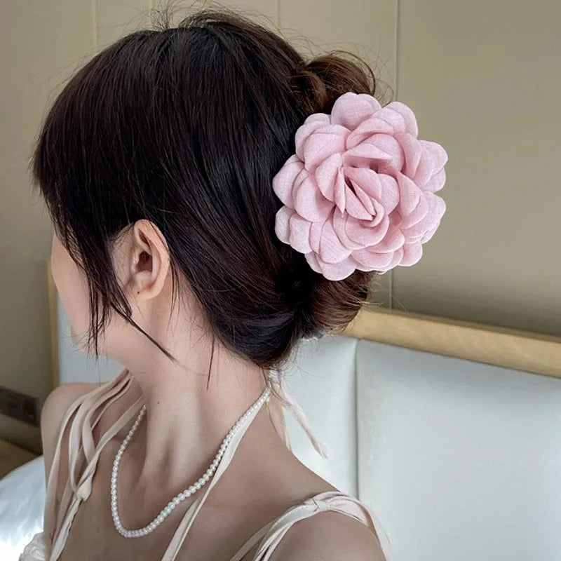 French Fabric Rose Flower Hair Claw Clips for Women Girls Hair Clip Barrette Hairpins Hair Clamps Headwear Hair Accessories Gift
